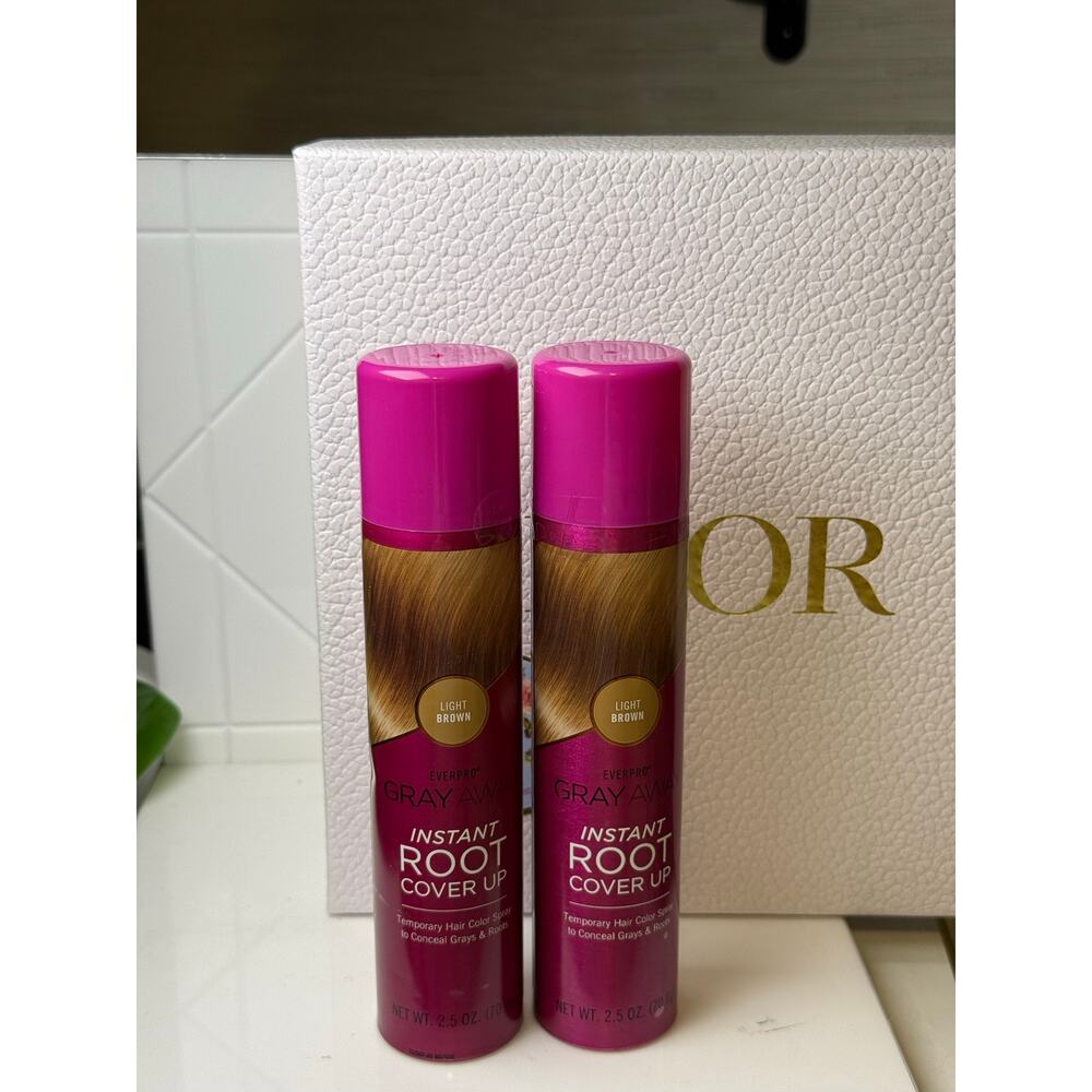 EverPro Gray Away Instant Root Cover Up (Temp) -TWO Pc Set-LIGHT BROWN-70.8 g ea